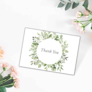 Leafy Circle Thank You Cards Design