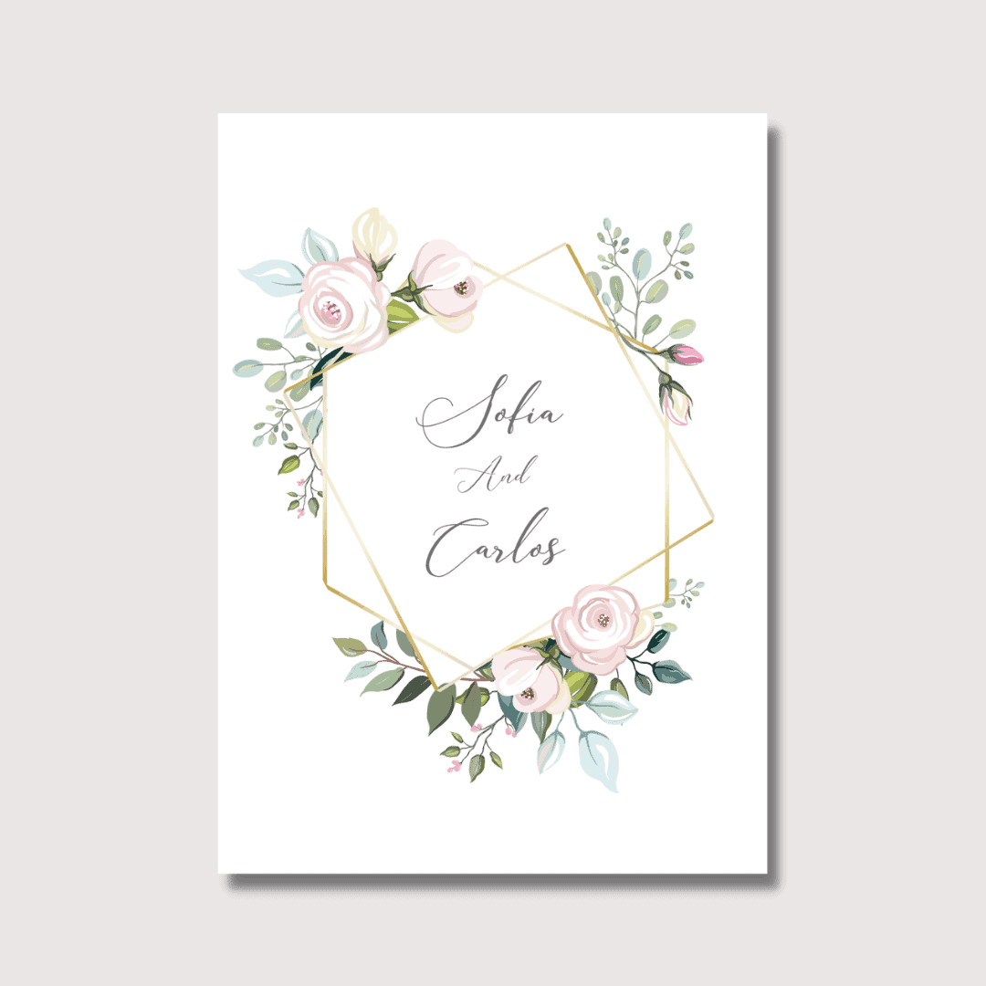 Floral Geometric Frame wedding invitation card design