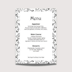 Table Menu Tent Cards Design